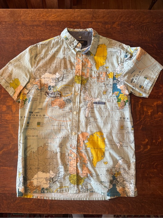 10.Deep Other - 10Deep Short-Sleeve Map Print Button-Up Shirt - light green/Yellow/Blue